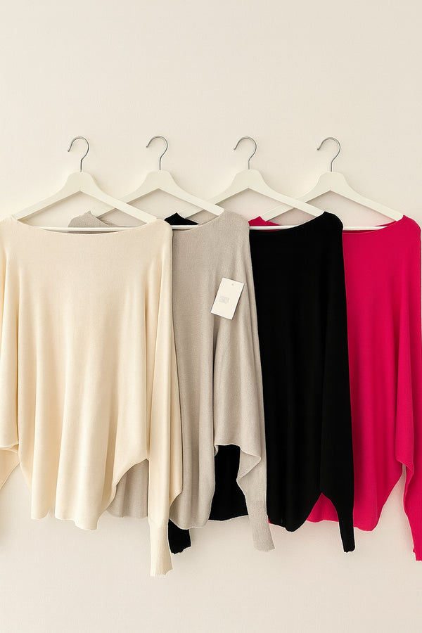 💫 Italian Soft Knit – Oversize Pullover mit Fledermausärmeln