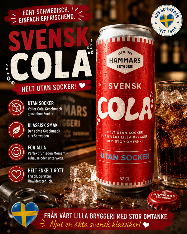 Hammars Bryggeri Svensk Cola Utan Socker 33 cl
