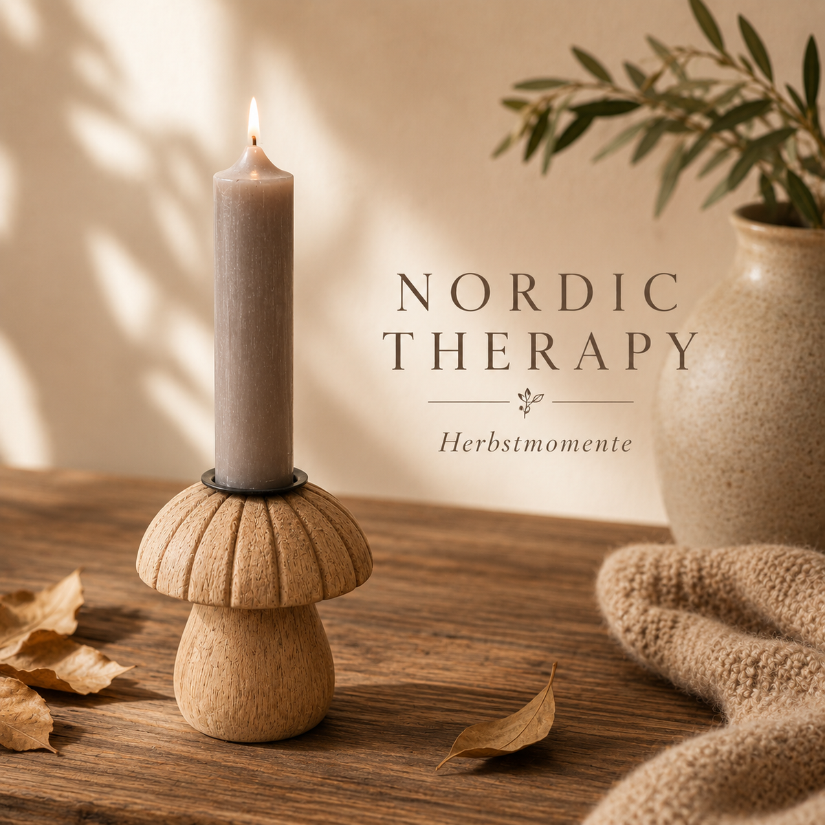 Nordic Therapy Kerzenhalter Pilz aus Holz 🍄