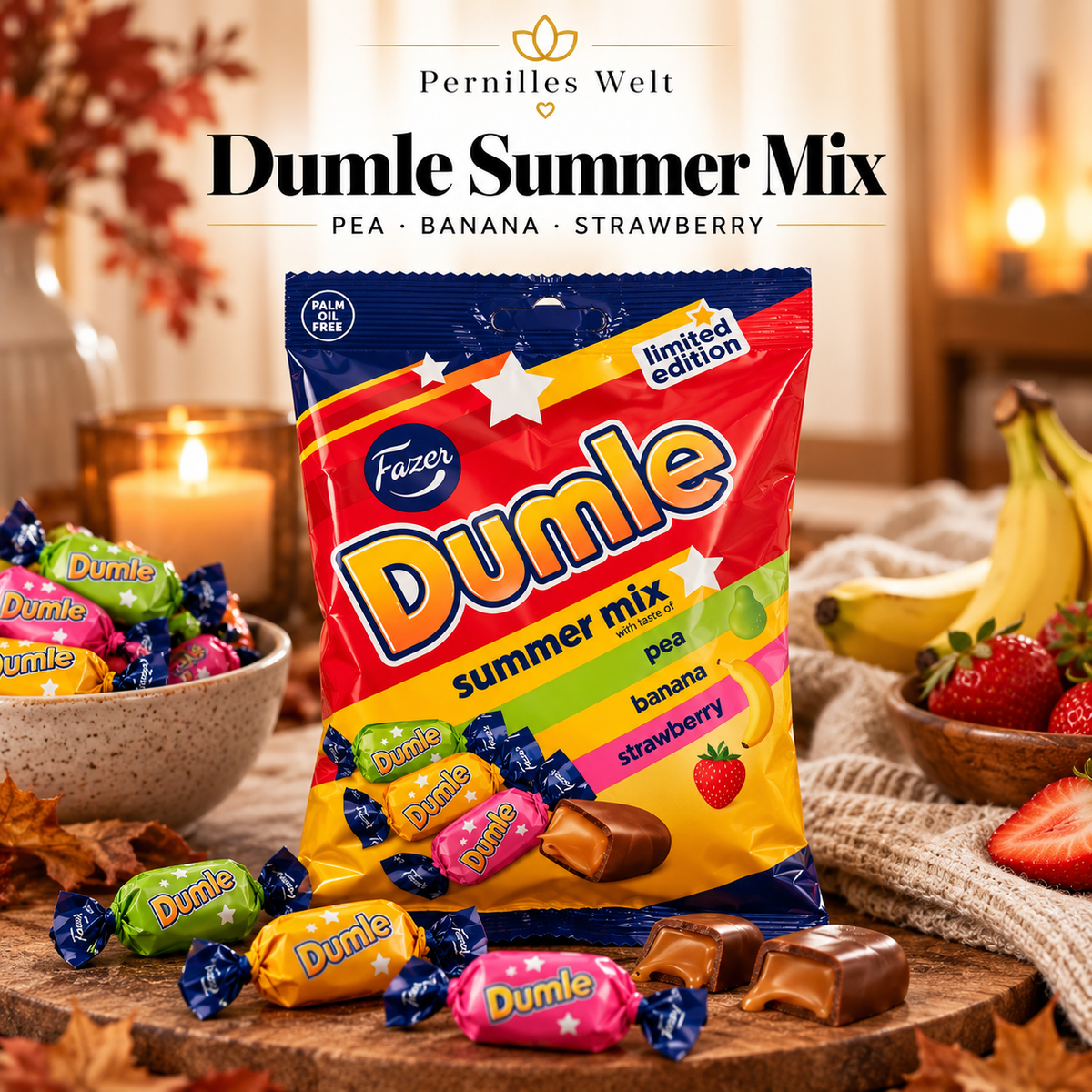 Fazer Dumle Summer Mix – Birne, Banane & Erdbeere 🇫🇮🍐🍌🍓
