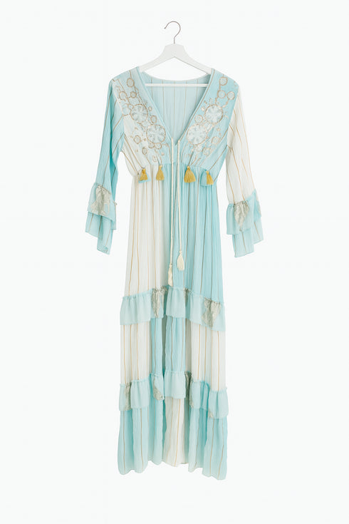 Boho Fashion Maxikleid – Uni-Größe (36–42) – 100% Baumwolle – Musselin