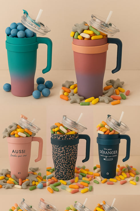 Füllbehälter Edelstahl Gefüllter Edelstahlbecher – 400 g skandinavische Süßigkeiten