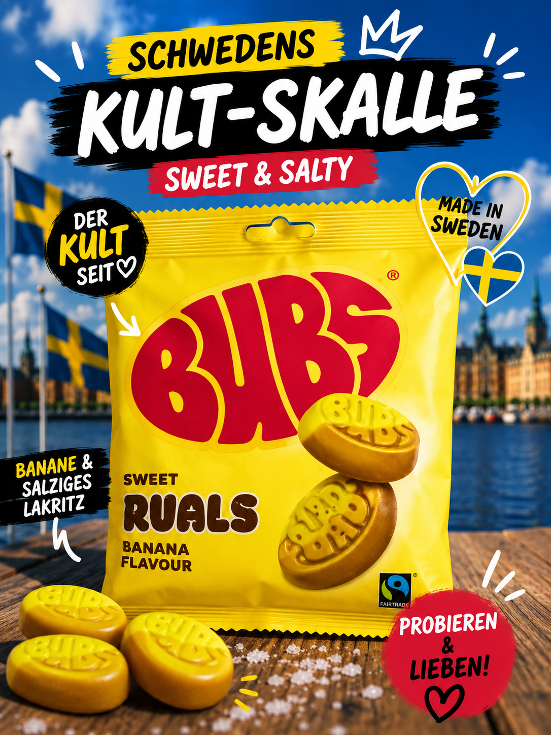 🇸🇪 Schwedische BUBS Sweet Ovals Banana Flavour