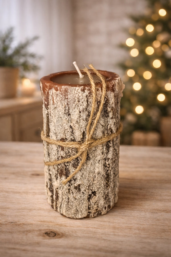 🕯️ Rustikale Baumstamm-Kerze – Hygge pur für dein Zuhause