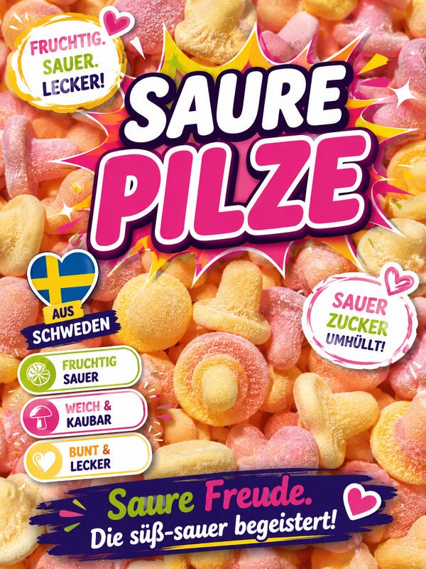 🍄 Red Band Saure Pilze | Fruchtige Schaumgummi-Pilze mit saurem Zucker