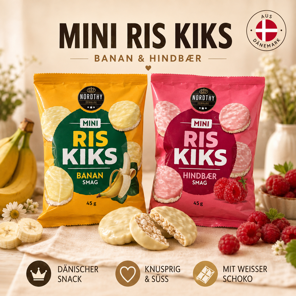 Nordthy Mini Riskiks – Banane & Himbeere 🇩🇰