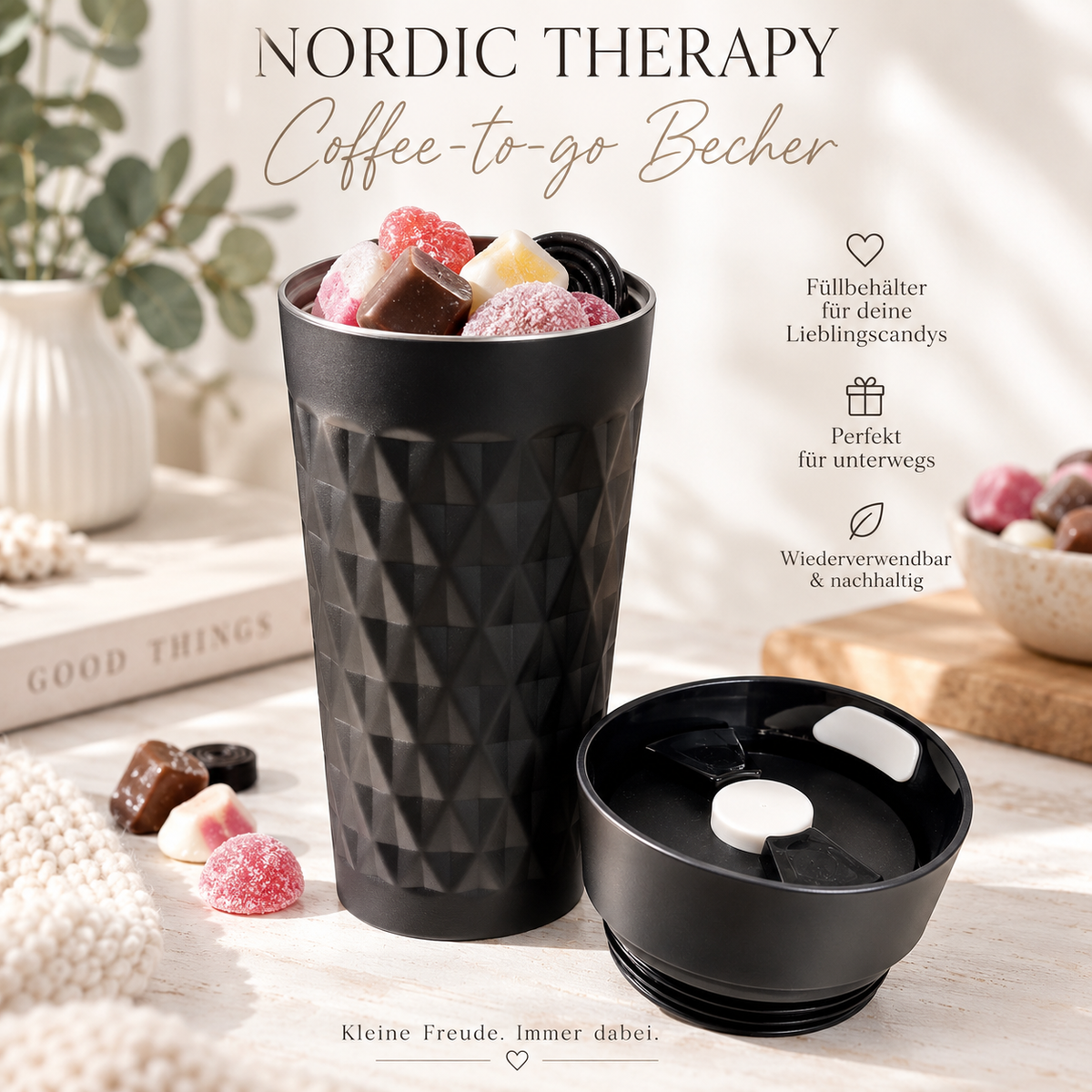 Nordic Therapy Coffee-to-go Becher mit Candy-Füllung 🍬