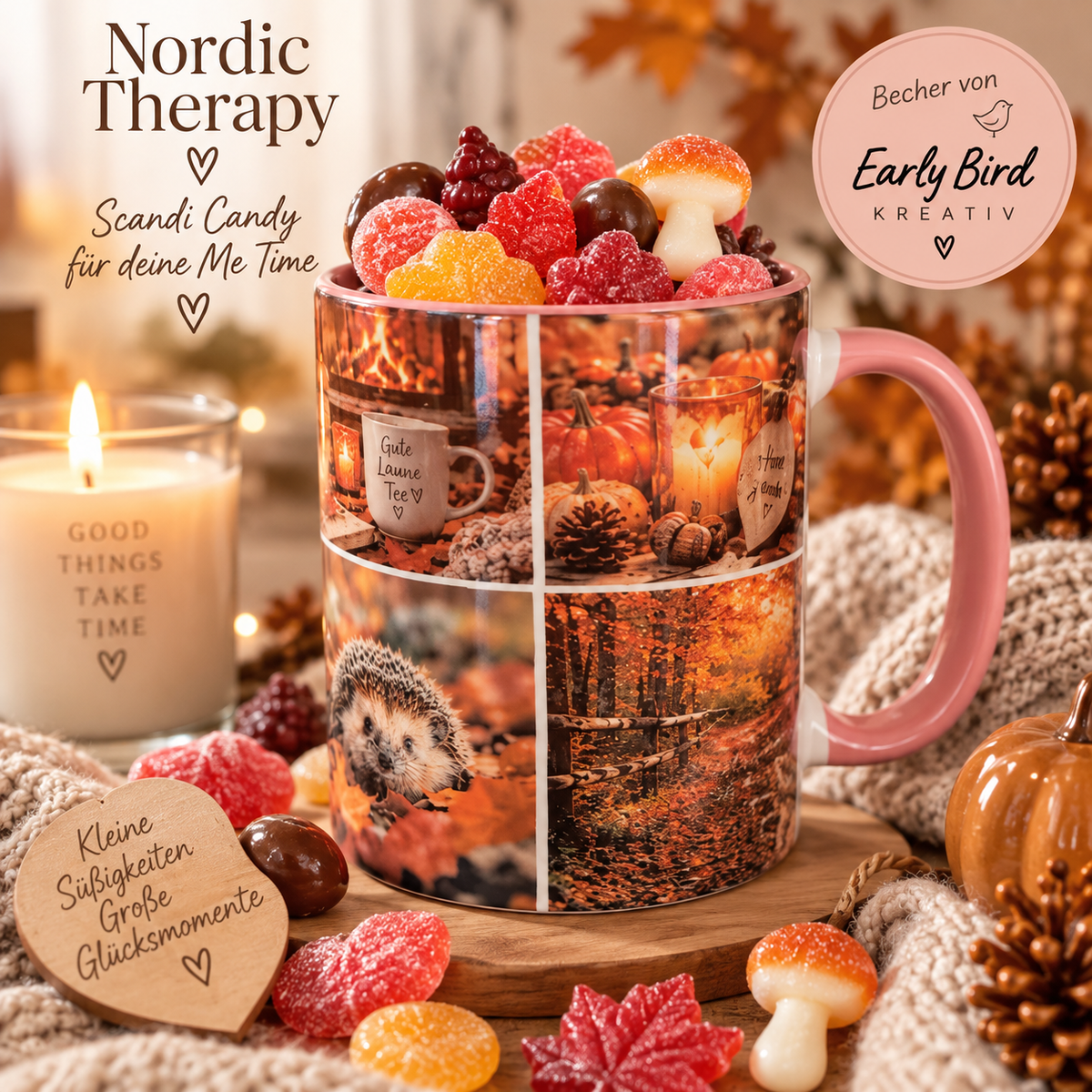 🩷 Nordic Therapy Candy-Becher „Herbst Rosa“
