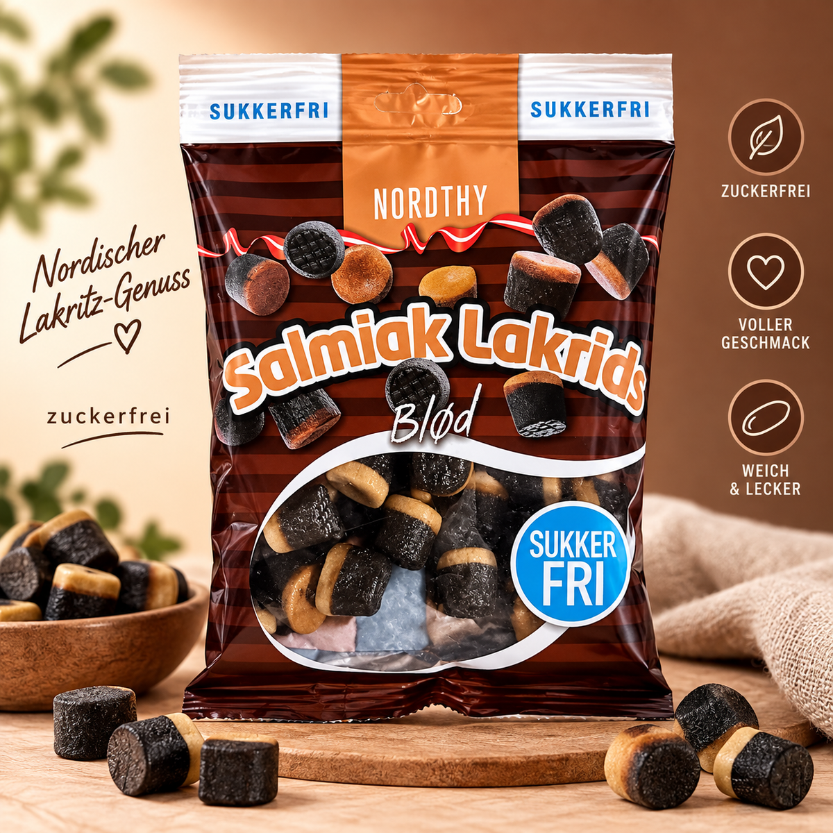 🖤 Nordthy Salmiak Lakrids Blød – zuckerfrei