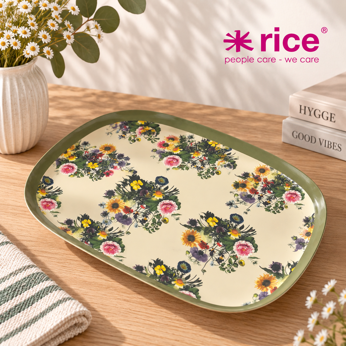 🌸 RICE Denmark Servierplatte / Tablett - Gesteck
