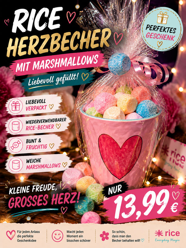 RICE Herzbecher mit Marshmallows