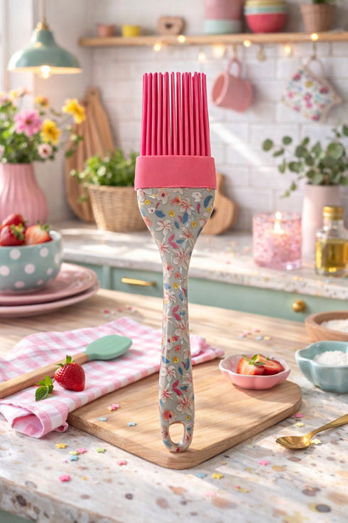 🇩🇰 RICE Denmark – Silikon Backpinsel mit floralem Griff