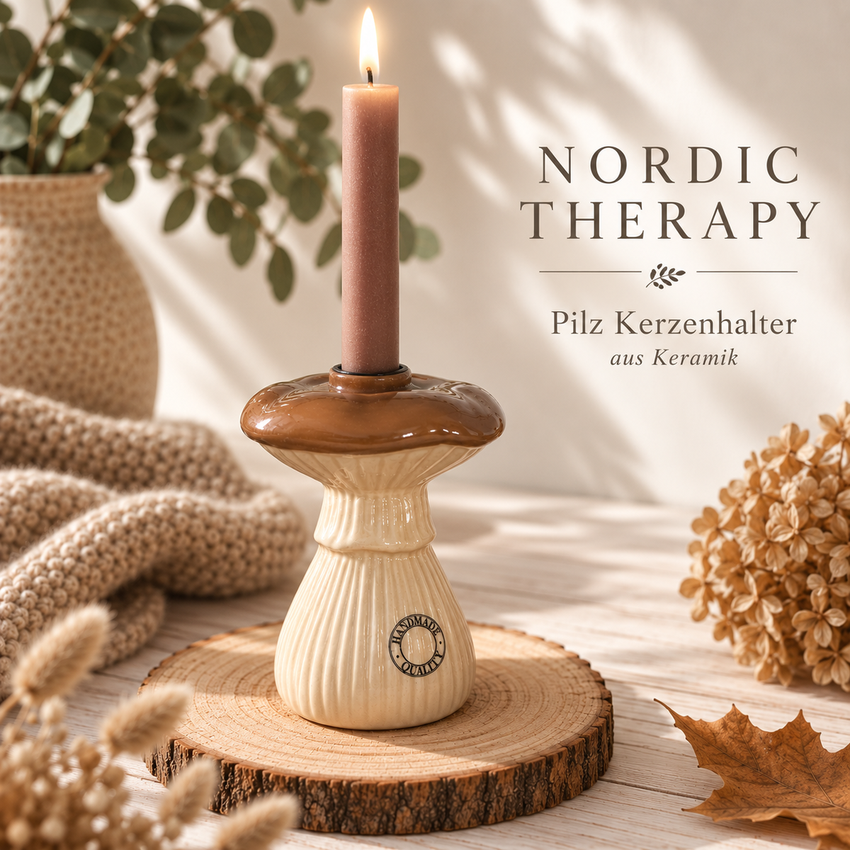 🍄 Nordic Therapy Pilz-Kerzenhalter aus Keramik