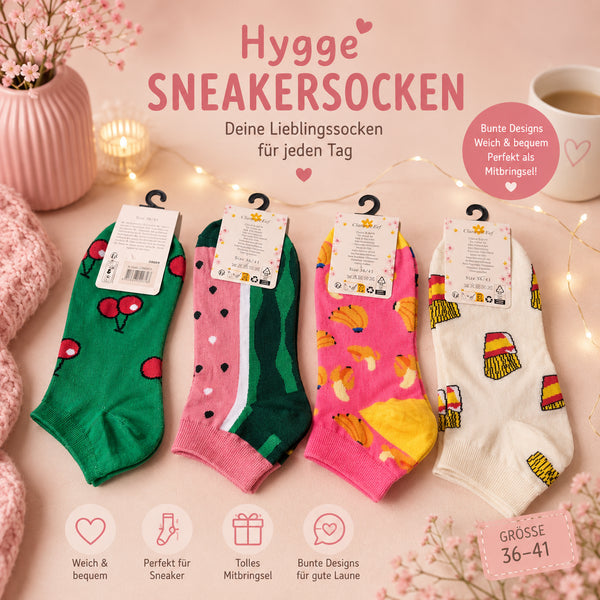 Hygge Sneakersocken – Bunte Lieblingssocken 🧦✨
Mehr Hygge für deine Füße! 💕