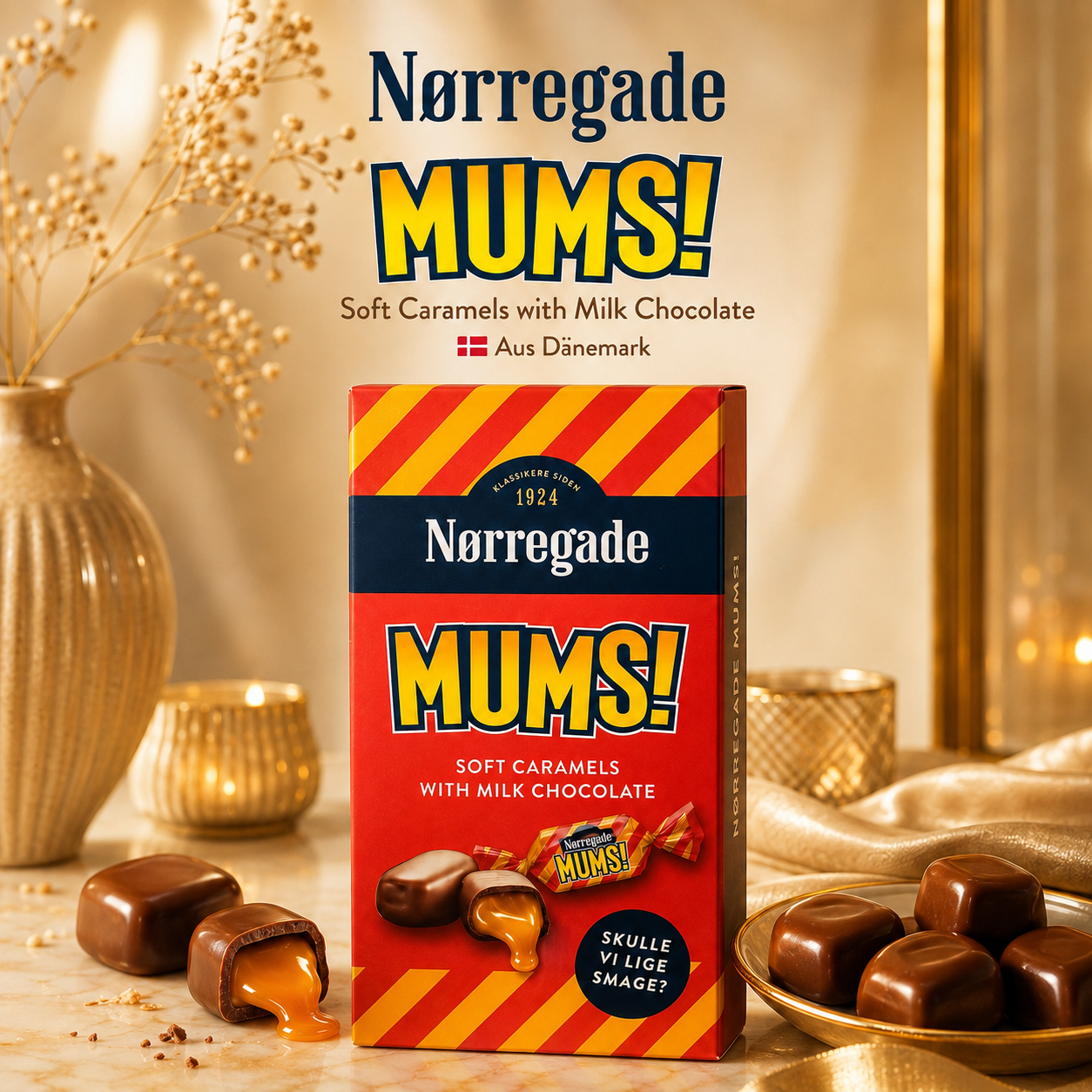 Nørregade MUMS! Soft Caramels with Milk Chocolate – 220 g 🇩🇰🍫