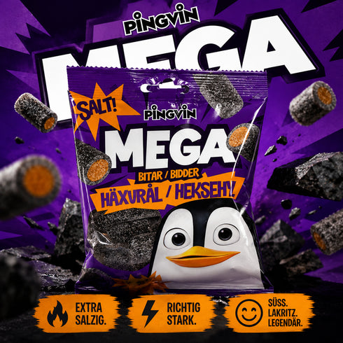 Pingvin Mega Häxvrål 80 g 🇩🇰🖤