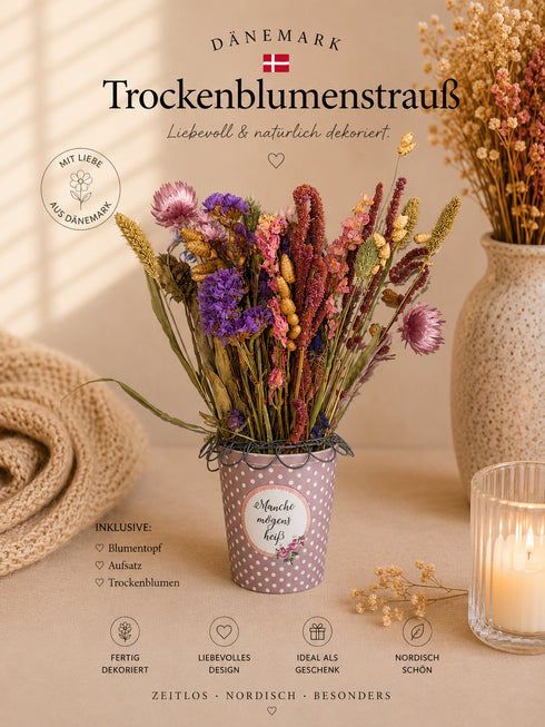 🇩🇰 Krasilnikoff Deko-Becher mit Trockenblumen Nr 7