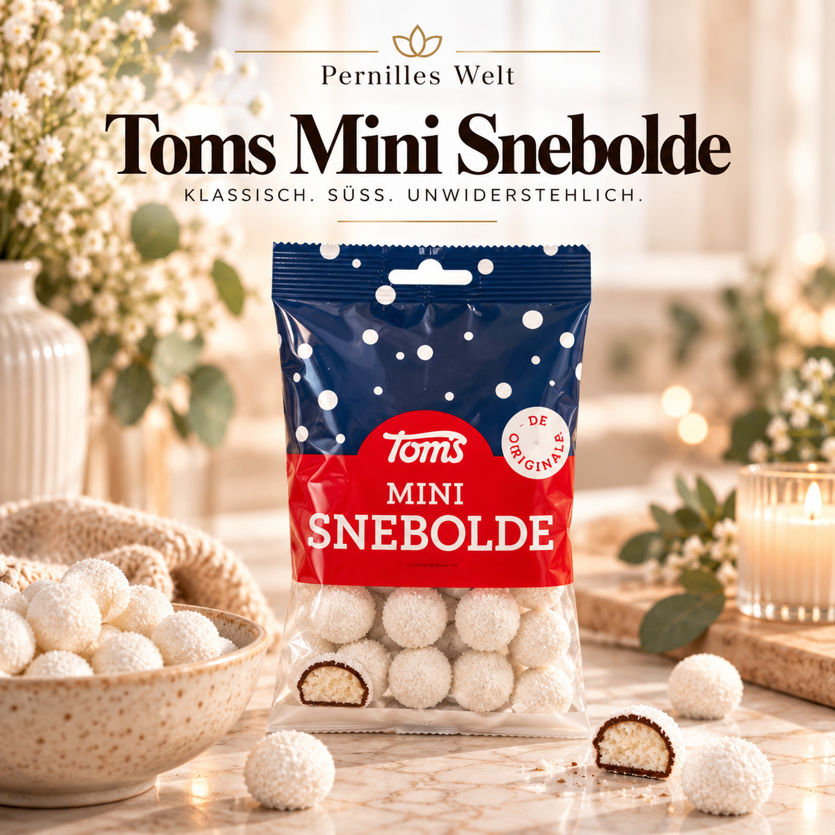 Toms Mini Snebolde – Dänische Schneebälle mit Marzipan, 75 g 🇩🇰