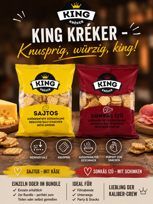 👑 KING Kréker Cracker – Käse oder Schinken