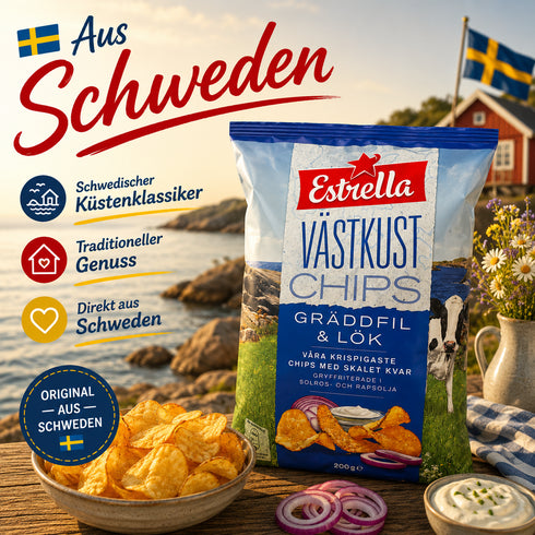 🇸🇪 Estrella Västkust Chips Gräddfil & Lök 180 g