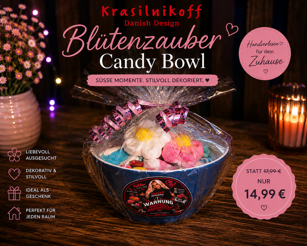 🌸 Blütenzauber Candy Bowl – Krasilnikoff Blau