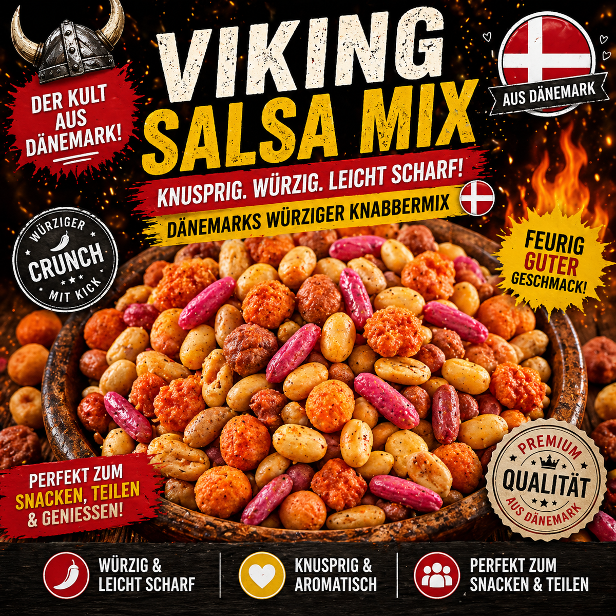 🔥
VIKING SALSA MIX – DER WÜRZIGE KNABBER-KICK AUS DÄNEMARK 🇩🇰