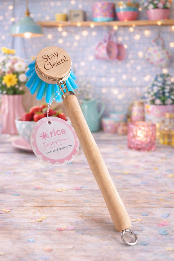 🇩🇰 RICE Denmark Spülbürste – Wooden Edition „Stay Clean“