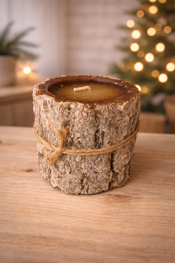 🕯️ Rustikale Baumstamm-Kerze – Hygge pur für dein Zuhause Klein