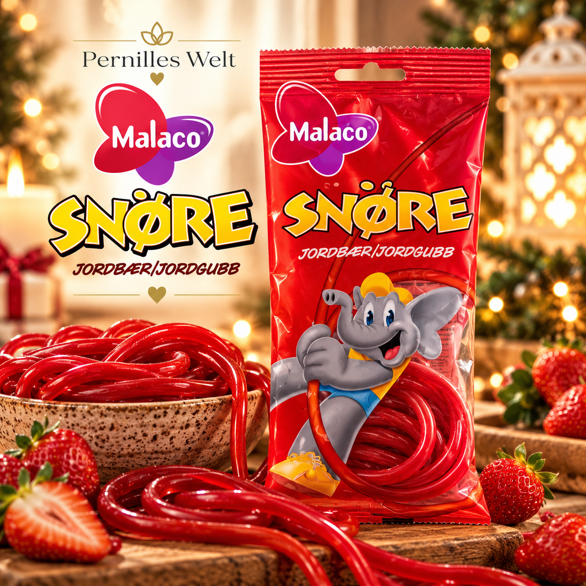 🍓 Malaco Snøre Jordbær/Jordgubb – Erdbeer-Schnüre | 94 g 🇸🇪
