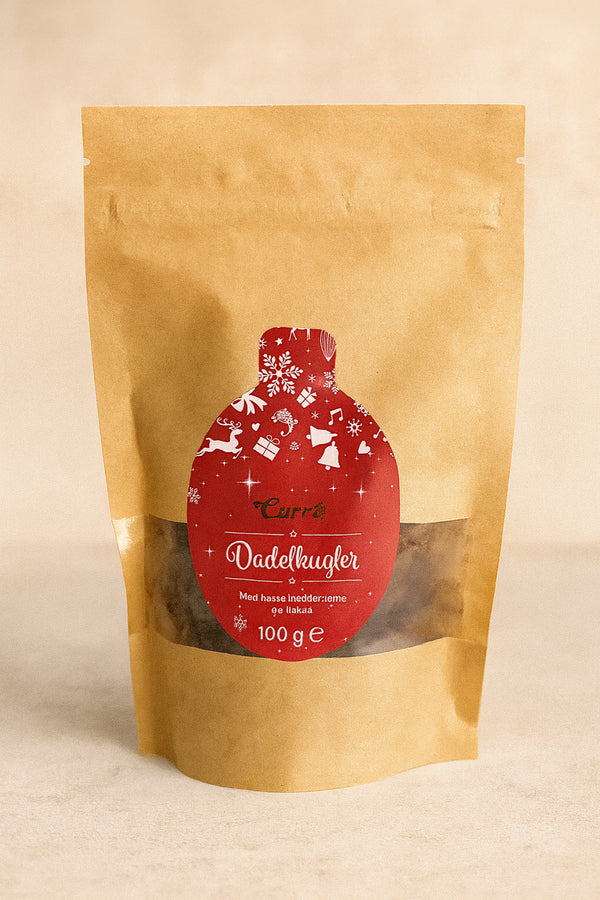 Curré Dadelkugler mit Haselnusscreme & Kakao – 100 g