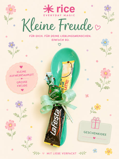 Rice Melamin-Löffel Geschenkset mit Kaffee & dänischem Lolli 🌸☕🍭 Grün
