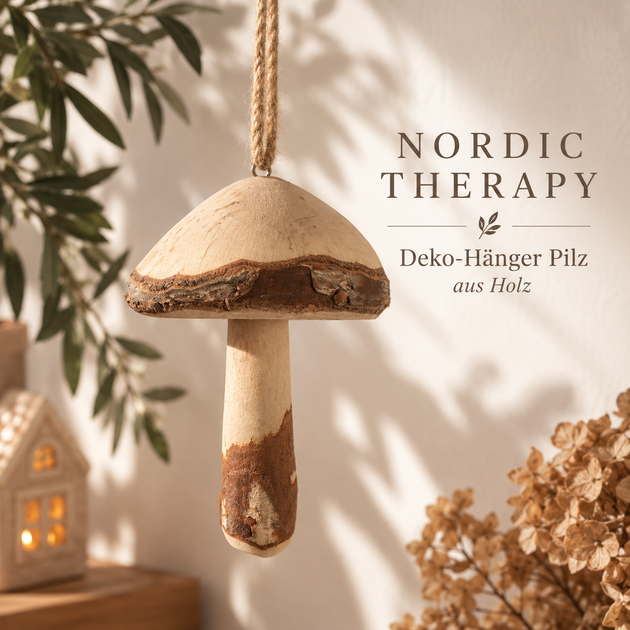 🍄 Nordic Therapy Deko-Hänger Pilz aus Holz