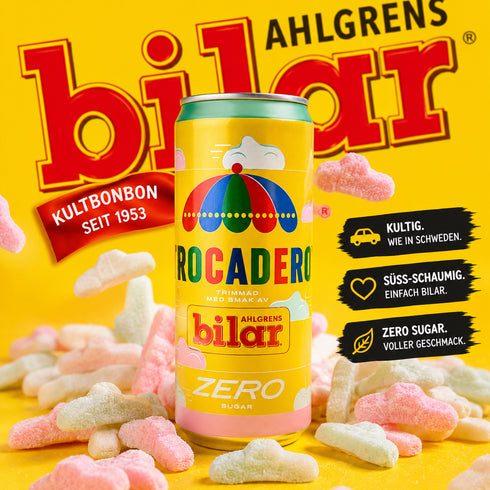 🇸🇪 Trocadero Zero x Ahlgrens Bilar – 330 ml Der Kultdrink aus Schweden jetzt mit dem Geschmack der legendären Bilar! 🚗💛 (