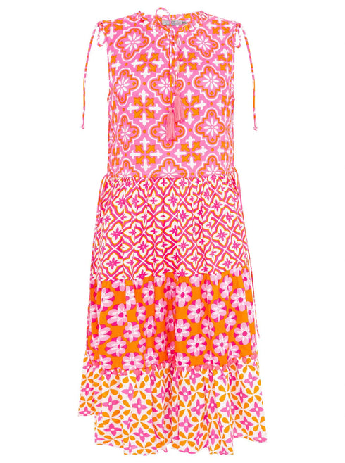ZWILLINGSHERZ - KLEID BLUMEN MIX - PINK/ORANGE