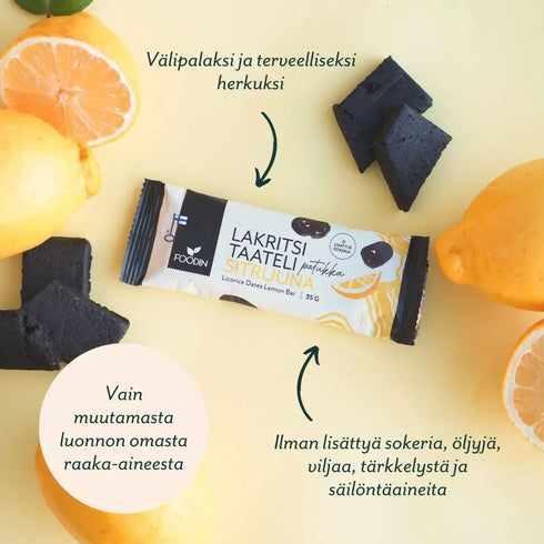 Foodin Lakritz-Dattelriegel Zitrone, 35 g