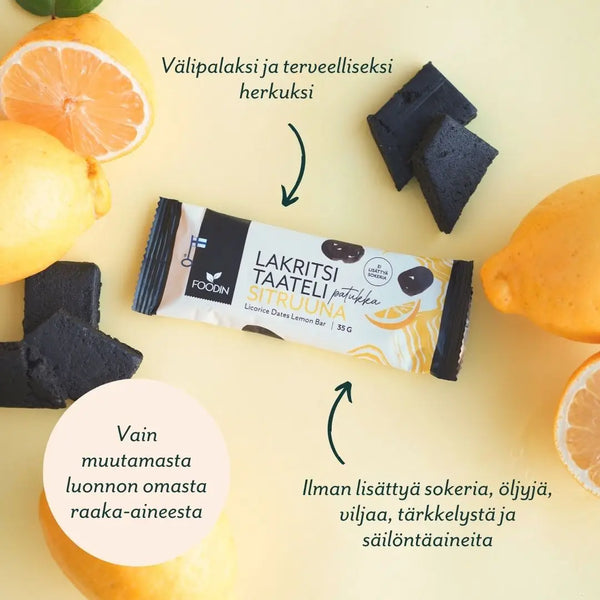 Foodin Lakritz-Dattelriegel Zitrone, 35 g