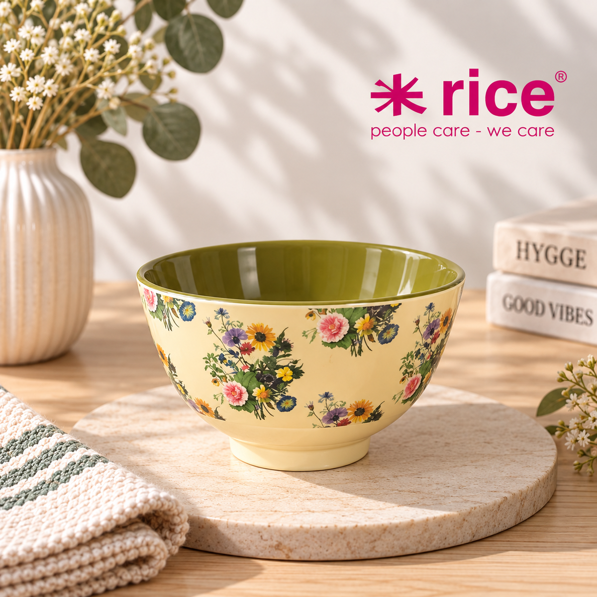 🌸 RICE Denmark Kleine Bowl – Floral Gesteck