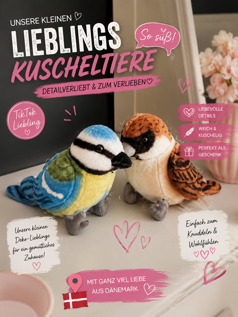 🐦 Deko-Vogel Duo – Unsere kleinen Lieblings-Kuscheltiere 🐦