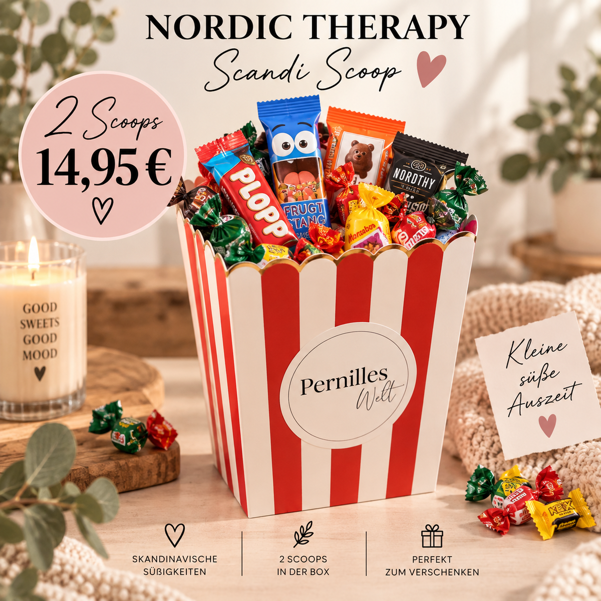 Nordic Therapy – Scandi Scoop Füllbehälter mit 2 Scoops Popcorn