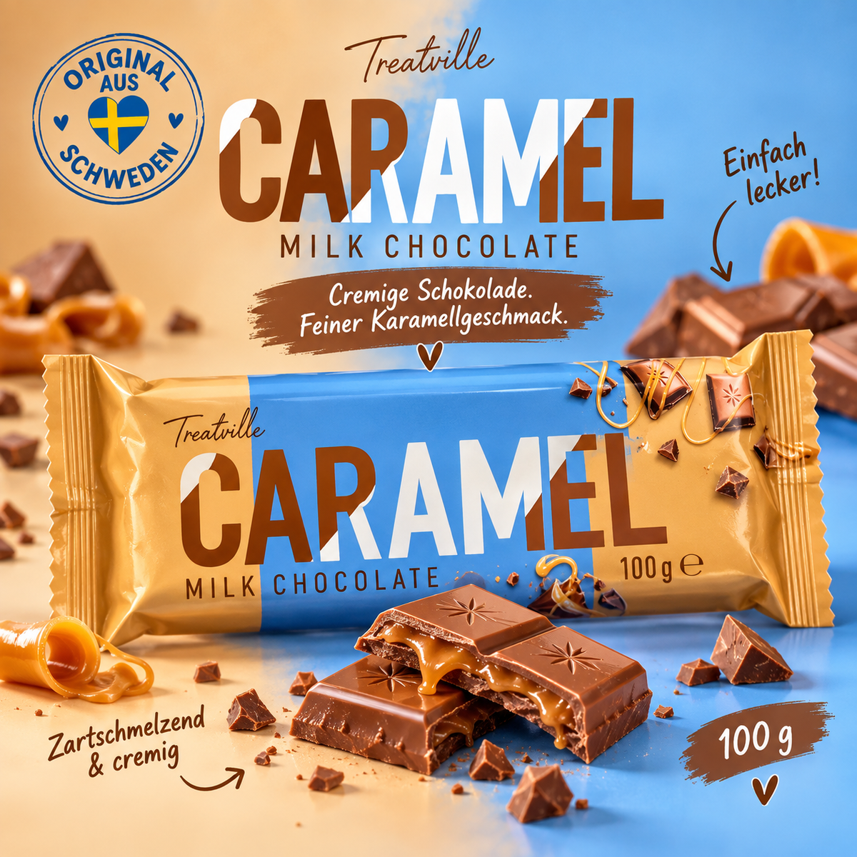 🍫 Treatville Caramel Milk Chocolate, 100 g