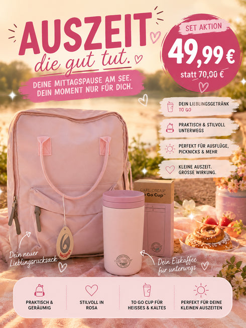 Auszeit-Set Rosa | Rucksack + Thermobecher