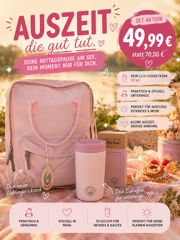 Auszeit-Set Rosa | Rucksack + Thermobecher