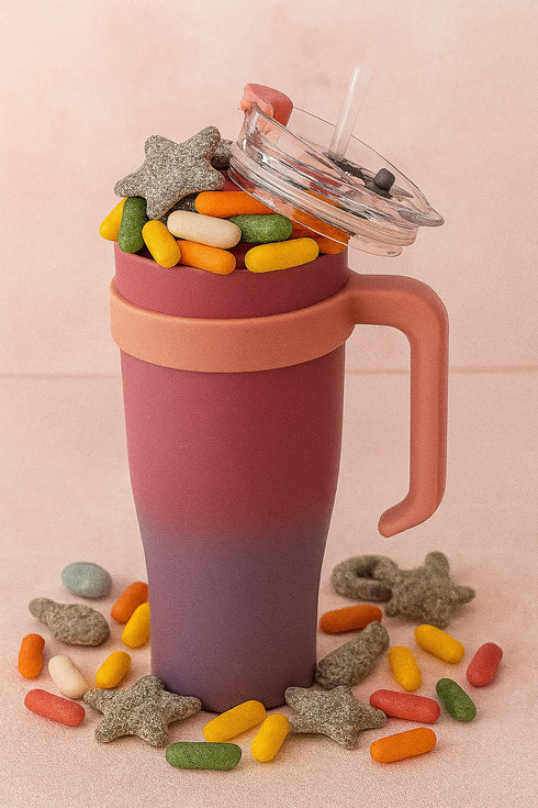 Füllbehälter Edelstahl Gefüllter Edelstahlbecher – 400 g skandinavische Süßigkeiten