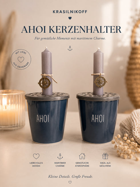⚓💙 Krasilnikoff Kerzenhalter „AHOI“ 💙⚓