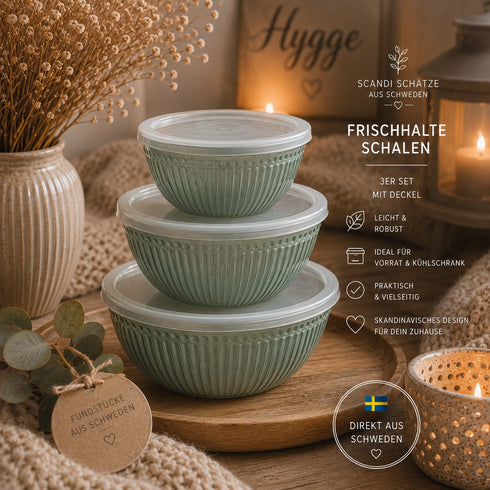Scandi Frischhalteschalen mit Deckel – 3er Set | Direkt aus Schweden 🇸🇪