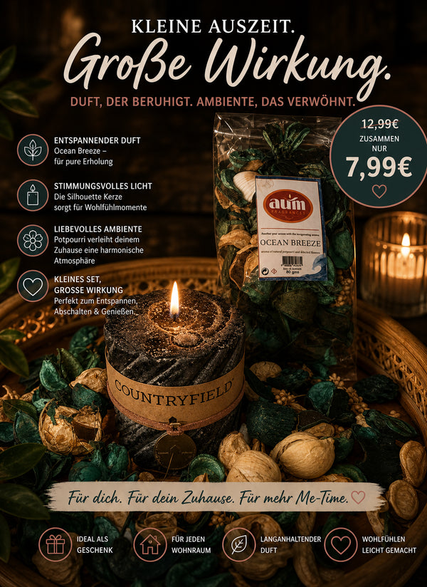 🖤 Me-Time Duftset – Ocean Breeze Edition Gedrehte Kerze