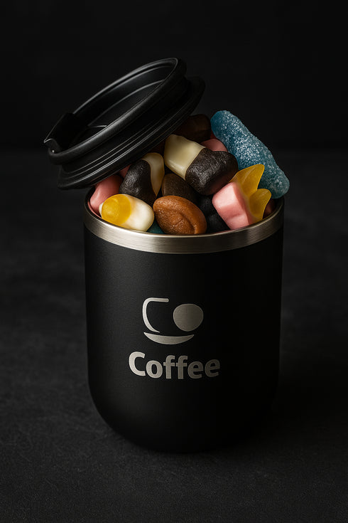 Füllbehälter Coffee To Go Schwarz mit 150-200 Gr Naschi