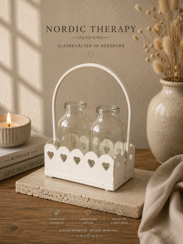 Nordic Therapy Glasbehälter im Herzkorb