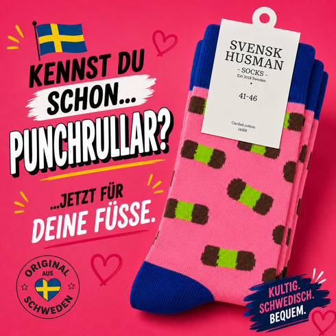 🇸🇪 Punchrullar-Socken – Schwedens süße Kultrolle für deine Füße