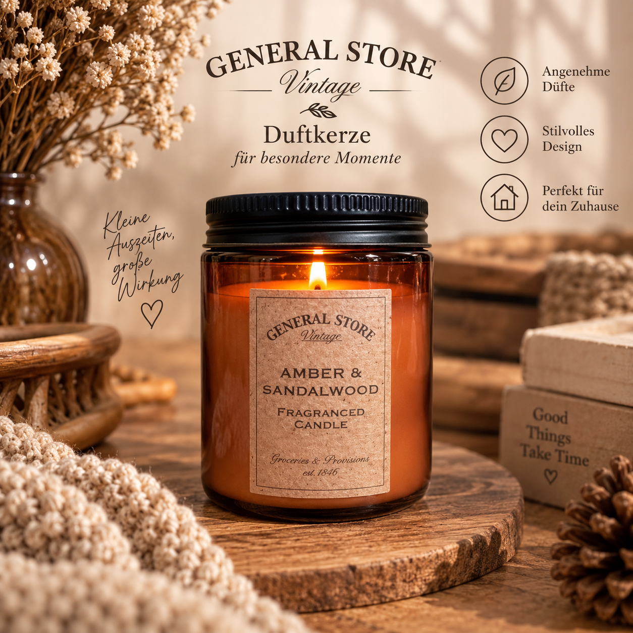 🕯️ General Store Vintage Duftkerze – Amber & Sandalwood